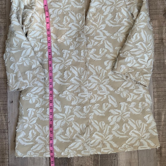 Nordstrom Chelsea28 Beige Flax Floral Eyelash Jacquard Long Blazer Jacke… - Picture 12 of 14